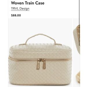TRVL Design Woven Cream Cosmetic Case with Top Handle
